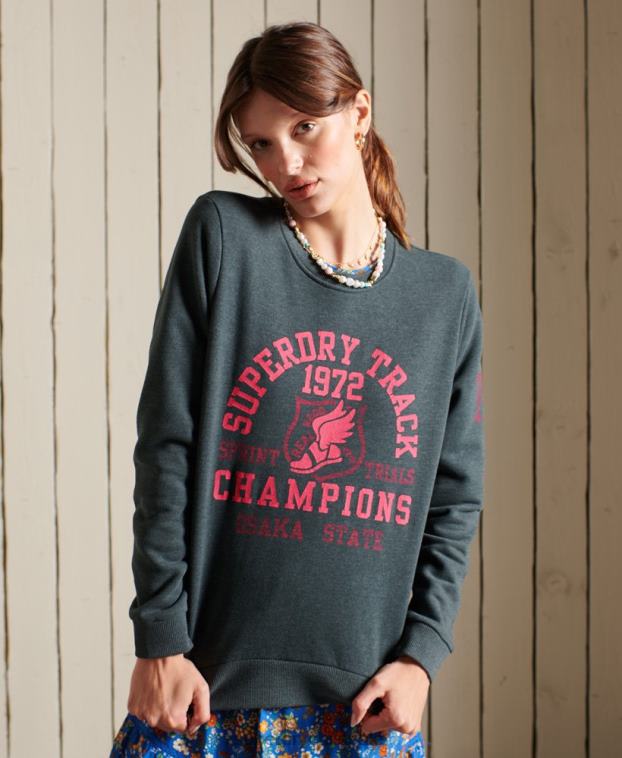 mujer Superdry verde sudadera con equipo de atletismo 2R68Z6107