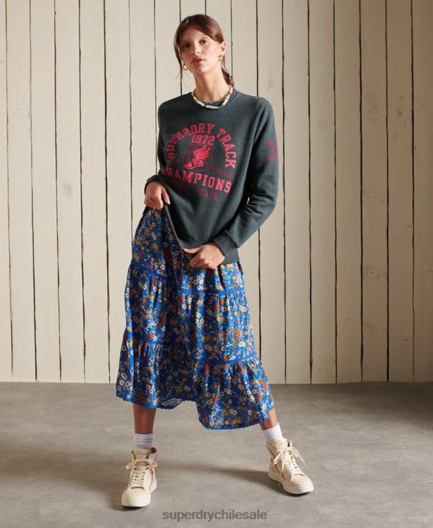 mujer Superdry verde sudadera con equipo de atletismo 2R68Z6107