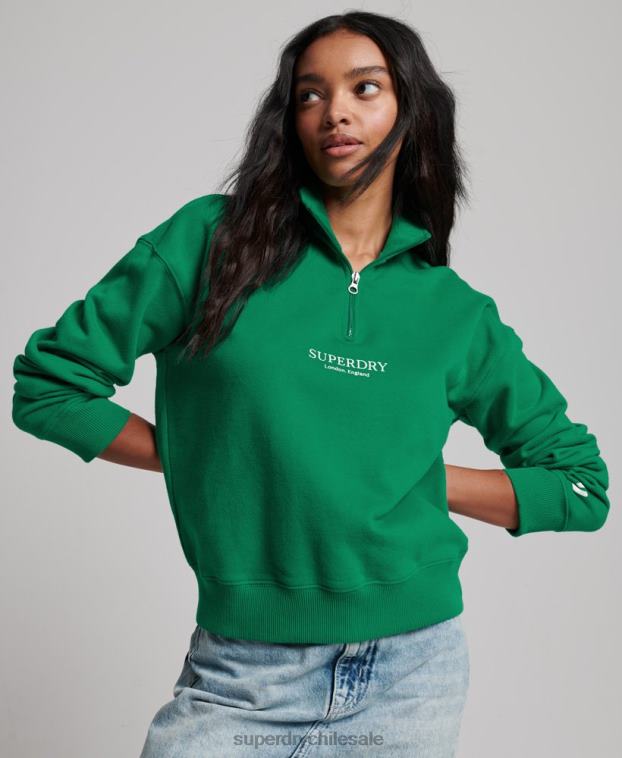 mujer Superdry verde sudadera core sport con media cremallera 2R68Z3373