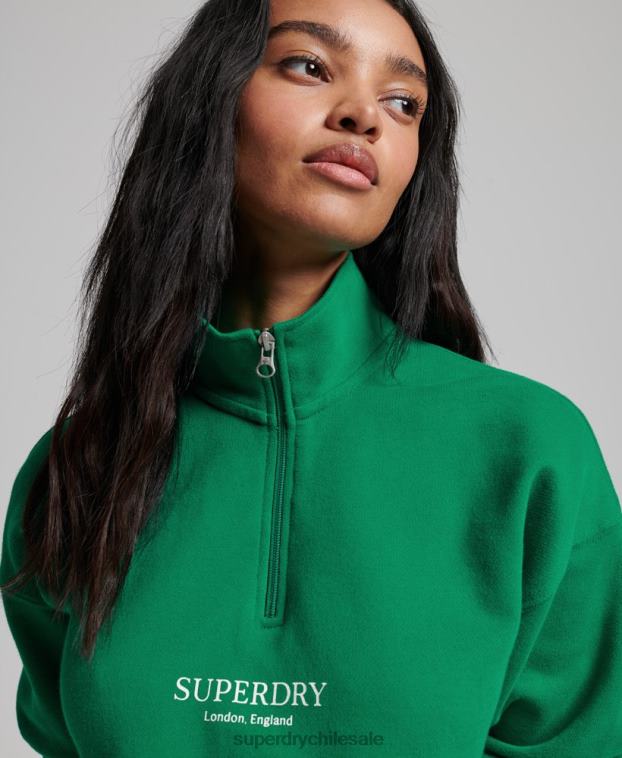 mujer Superdry verde sudadera core sport con media cremallera 2R68Z3373