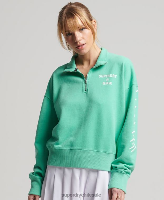 mujer Superdry verde sudadera core sport con media cremallera 2R68Z6082