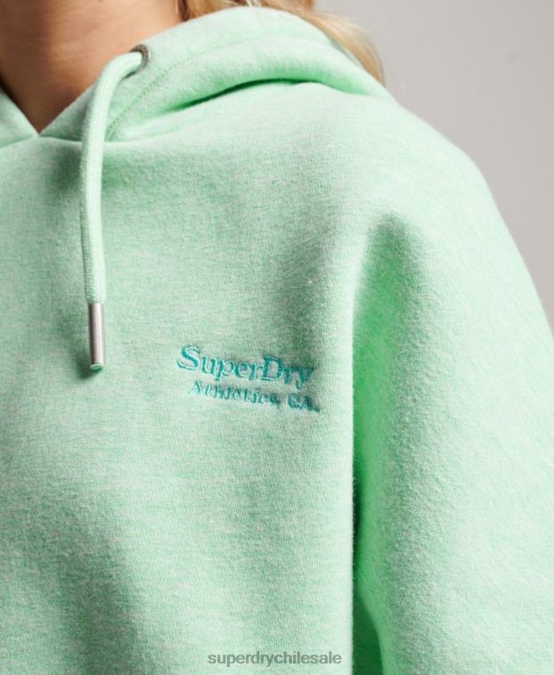 mujer Superdry verde sudadera corta con logo vintage 2R68Z3319