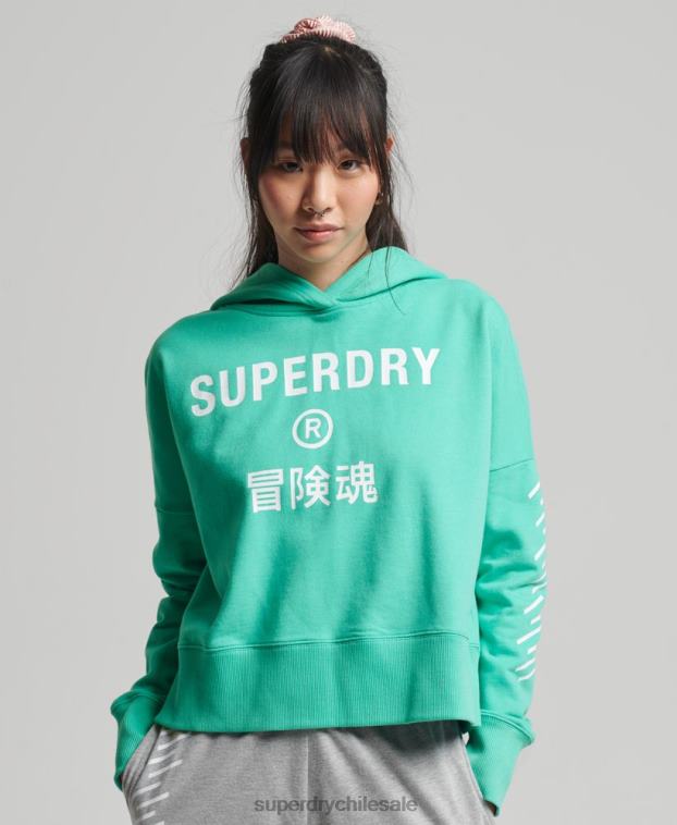 mujer Superdry verde sudadera corta deportiva con capucha 2R68Z5978