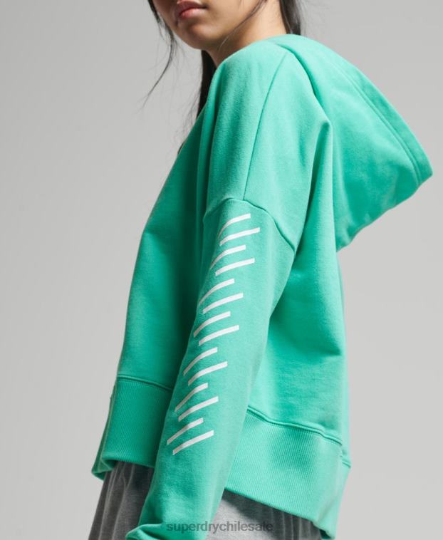 mujer Superdry verde sudadera corta deportiva con capucha 2R68Z5978