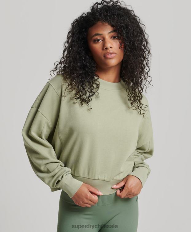 mujer Superdry verde sudadera de algodón orgánico flexible con cuello redondo 2R68Z6031