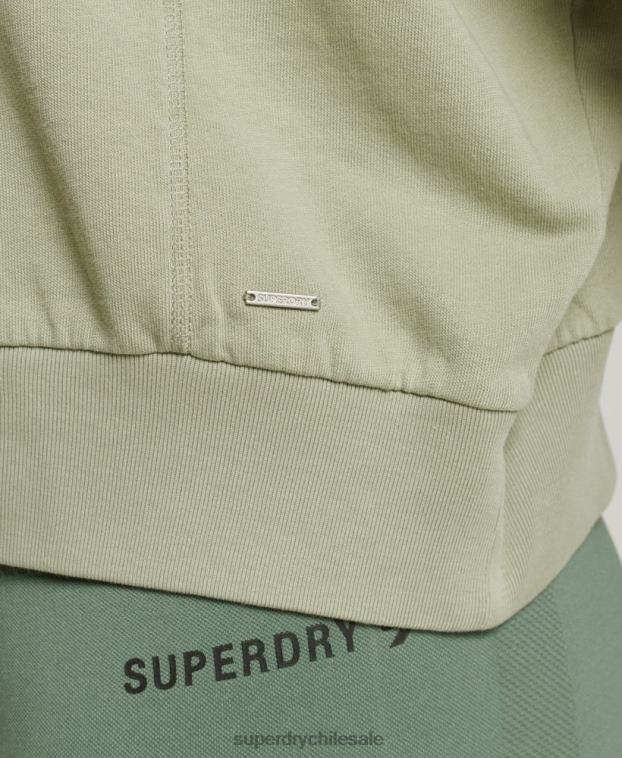 mujer Superdry verde sudadera de algodón orgánico flexible con cuello redondo 2R68Z6031