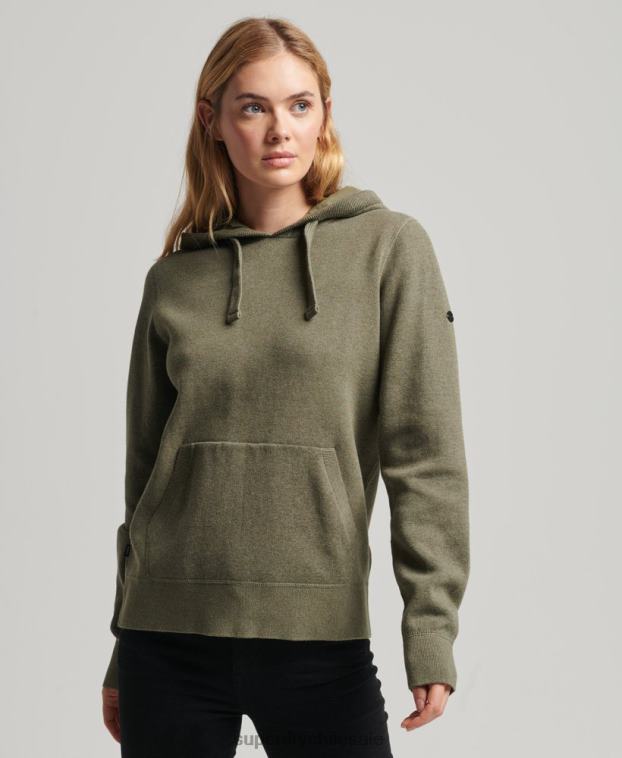 mujer Superdry verde sudadera esencial de algodón orgánico con capucha de algodón orgánico 2R68Z6757