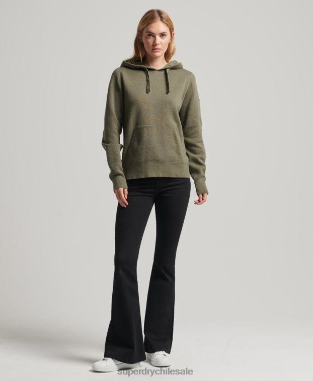 mujer Superdry verde sudadera esencial de algodón orgánico con capucha de algodón orgánico 2R68Z6757