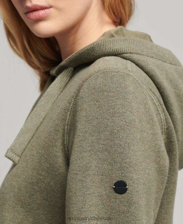 mujer Superdry verde sudadera esencial de algodón orgánico con capucha de algodón orgánico 2R68Z6757