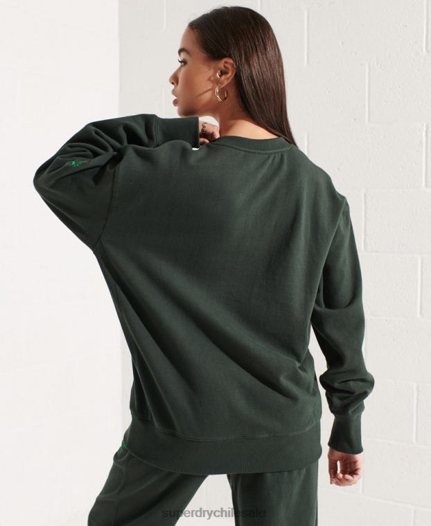 mujer Superdry verde sudadera extragrande con gráfico universitario 2R68Z5836
