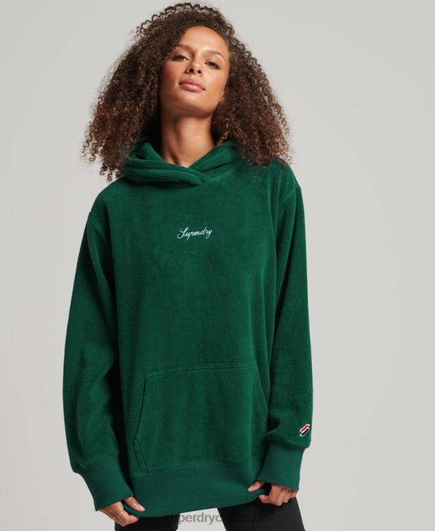 mujer Superdry verde sudadera oversize de polar con gráfico 2R68Z5919
