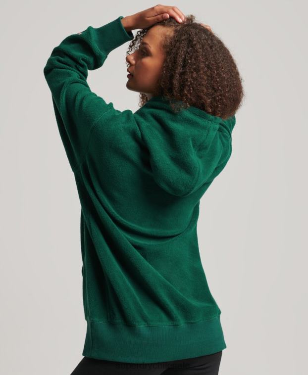 mujer Superdry verde sudadera oversize de polar con gráfico 2R68Z5919