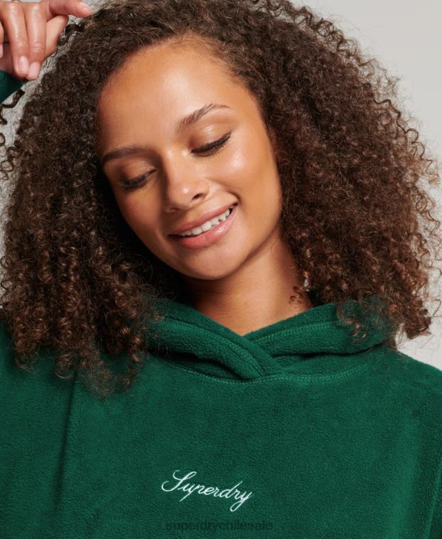 mujer Superdry verde sudadera oversize de polar con gráfico 2R68Z5919