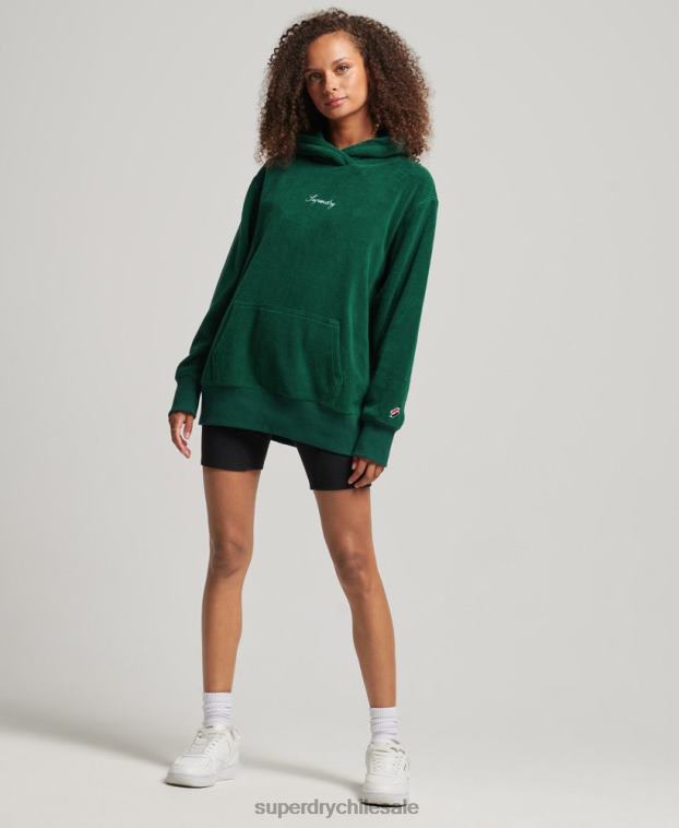 mujer Superdry verde sudadera oversize de polar con gráfico 2R68Z5919