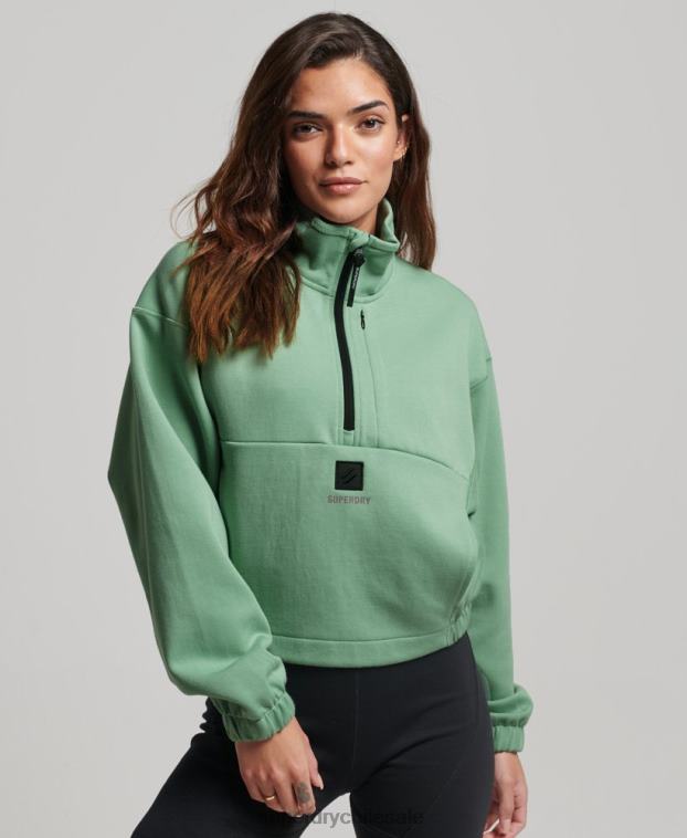 mujer Superdry verde sudadera técnica con media cremallera 2R68Z3286