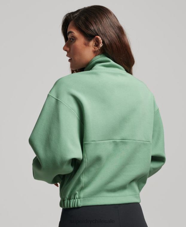 mujer Superdry verde sudadera técnica con media cremallera 2R68Z3286