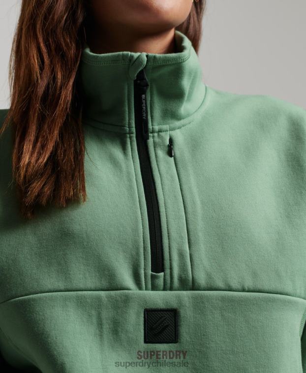 mujer Superdry verde sudadera técnica con media cremallera 2R68Z3286