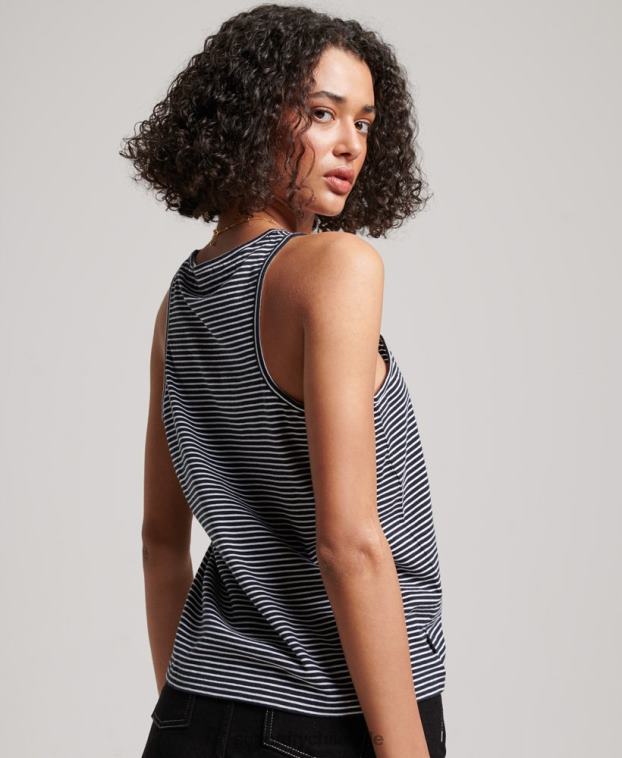 mujer Superdry Armada chaleco de algodón orgánico con rayas del logo vintage 2R68Z2184