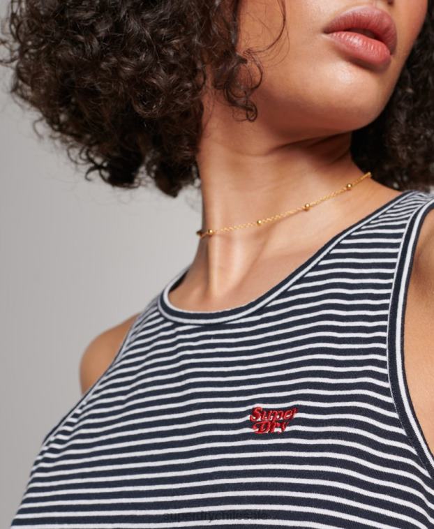 mujer Superdry Armada chaleco de algodón orgánico con rayas del logo vintage 2R68Z2184