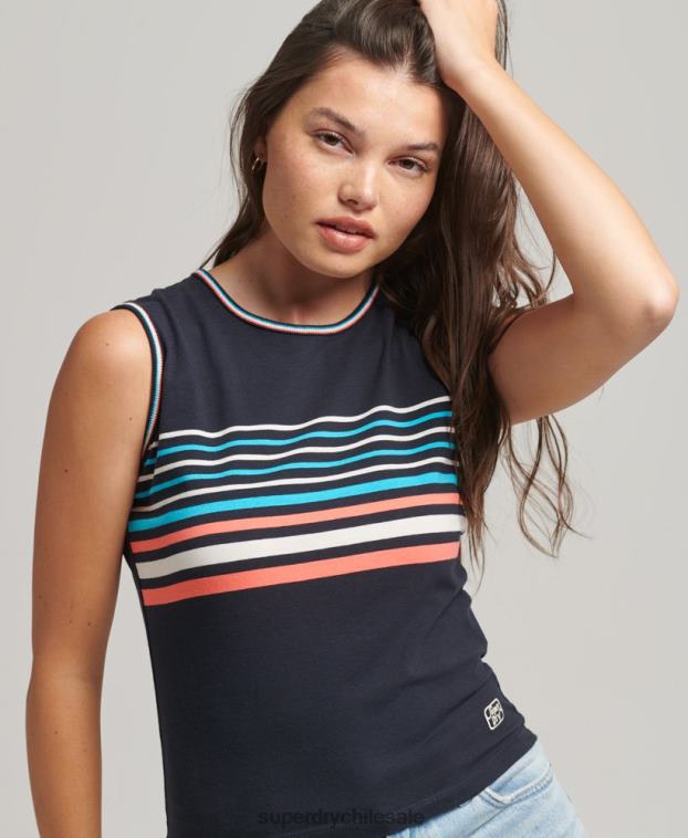 mujer Superdry Armada playera sin mangas con rayas cali 2R68Z6508