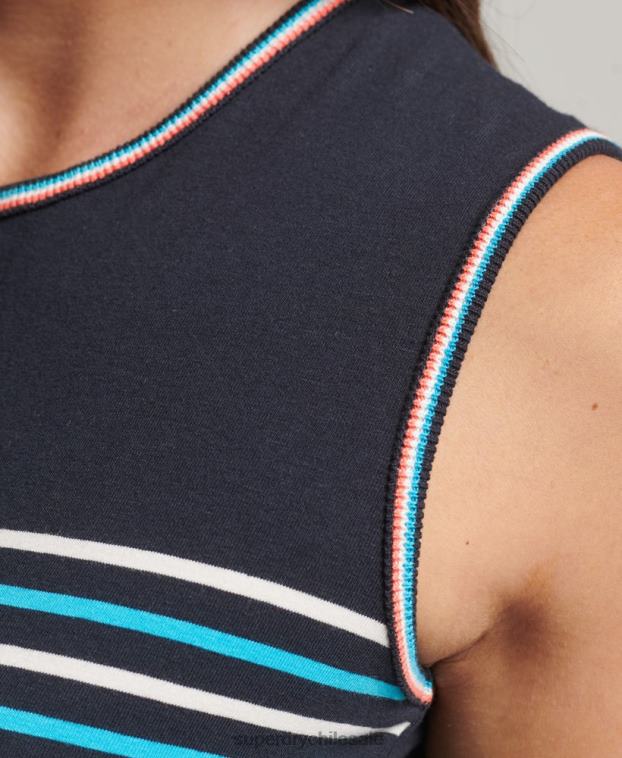 mujer Superdry Armada playera sin mangas con rayas cali 2R68Z6508