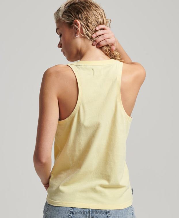 mujer Superdry amarillo camiseta sin mangas vintage cali con aberturas 2R68Z2200