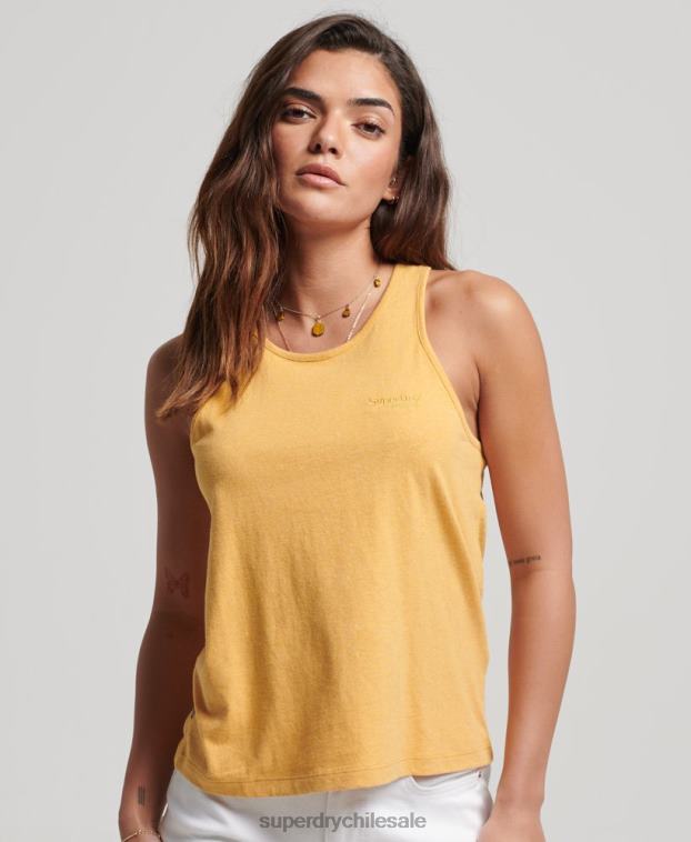 mujer Superdry amarillo chaleco con logo vintage 2R68Z3002