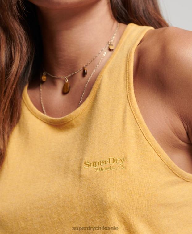 mujer Superdry amarillo chaleco con logo vintage 2R68Z3002