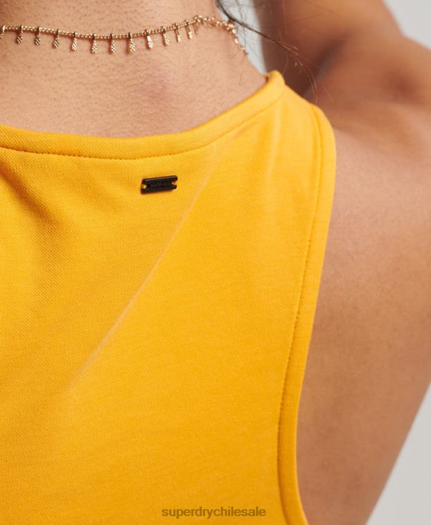 mujer Superdry amarillo playera sin mangas con diseño de jersey de estudios 2R68Z2969