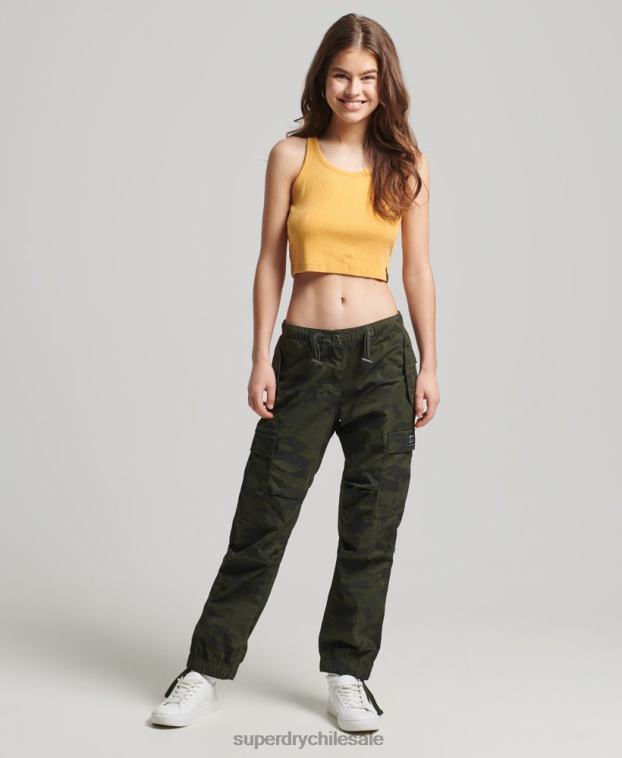 mujer Superdry amarillo top corto de canalé vintage de algodón orgánico 2R68Z6701