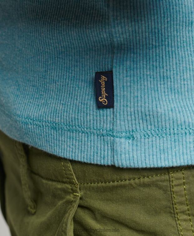 mujer Superdry azul camiseta sin mangas con ribete de encaje 2R68Z2339