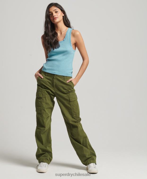 mujer Superdry azul camiseta sin mangas con ribete de encaje 2R68Z2339