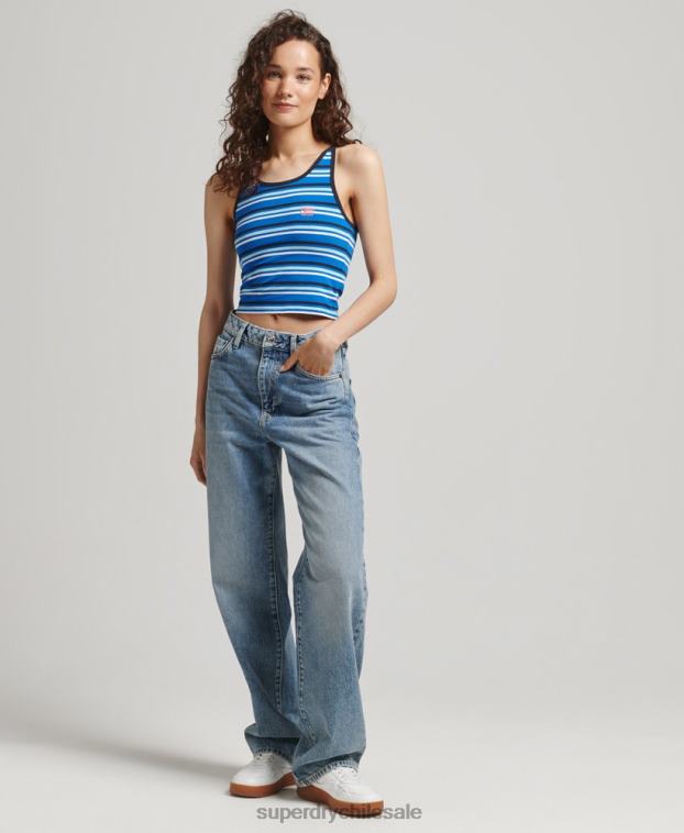 mujer Superdry azul claro chaleco vintage con rayas cali 2R68Z2986