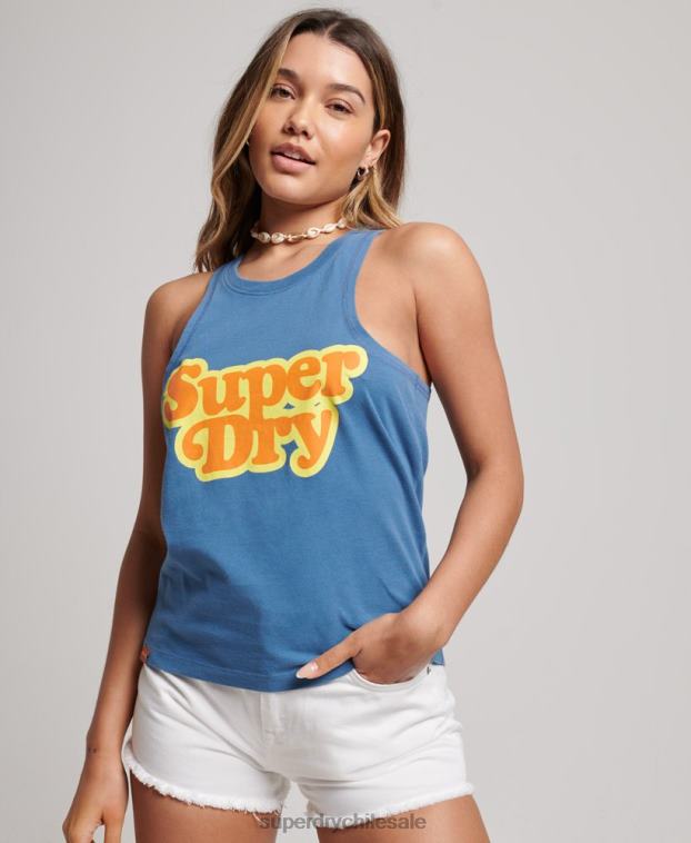 mujer Superdry azul top de chaleco clásico cooper vintage 2R68Z2284