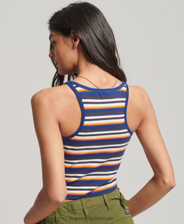 mujer Superdry azul top de surf con rayas vintage 2R68Z2958