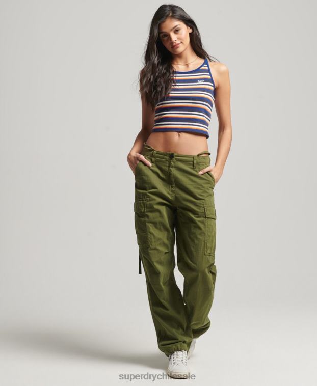 mujer Superdry azul top de surf con rayas vintage 2R68Z2958