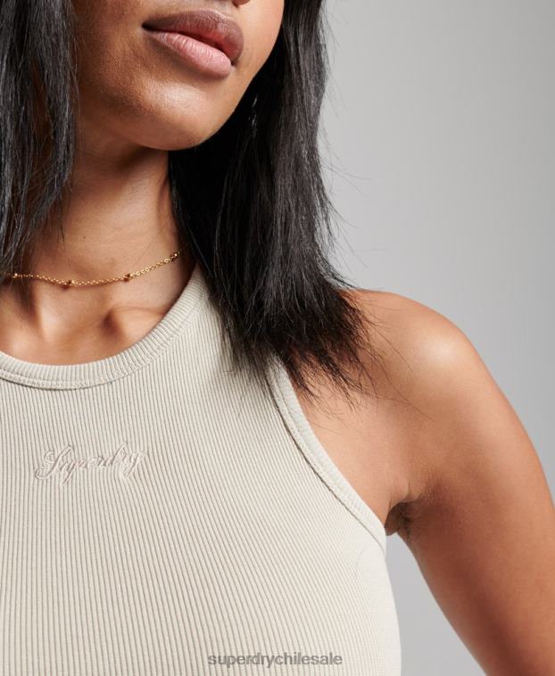 mujer Superdry beige camiseta sin mangas esencial 2R68Z2896