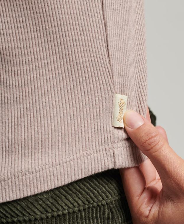 mujer Superdry beige chaleco de algodón orgánico con ribete de encaje vintage 2R68Z2333