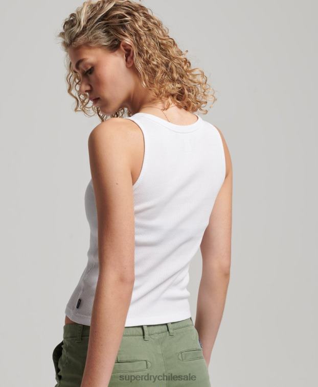 mujer Superdry blanco camiseta sin mangas con botones 2R68Z3028