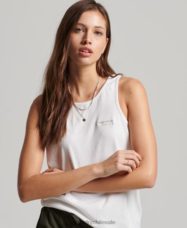 mujer Superdry blanco chaleco con logo vintage 2R68Z2883