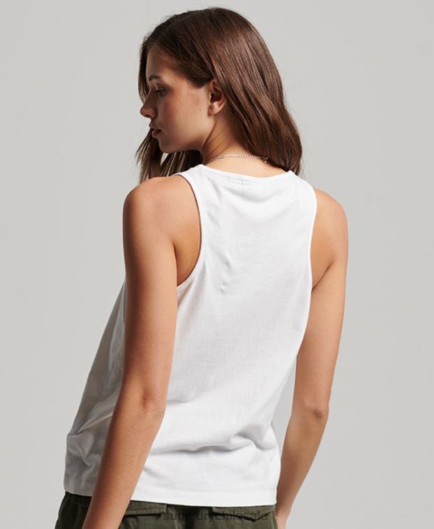 mujer Superdry blanco chaleco con logo vintage 2R68Z2883