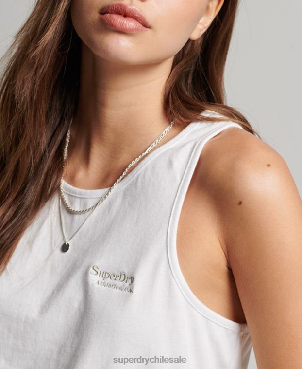 mujer Superdry blanco chaleco con logo vintage 2R68Z2883