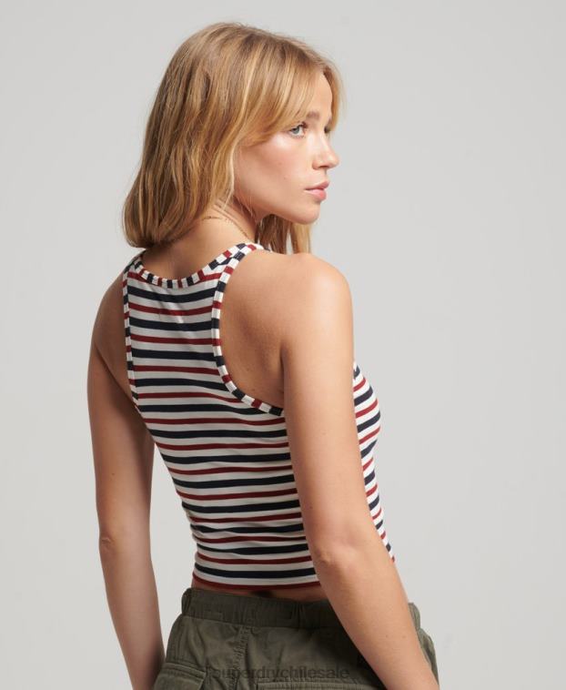mujer Superdry blanco chaleco vintage con rayas cali 2R68Z2973