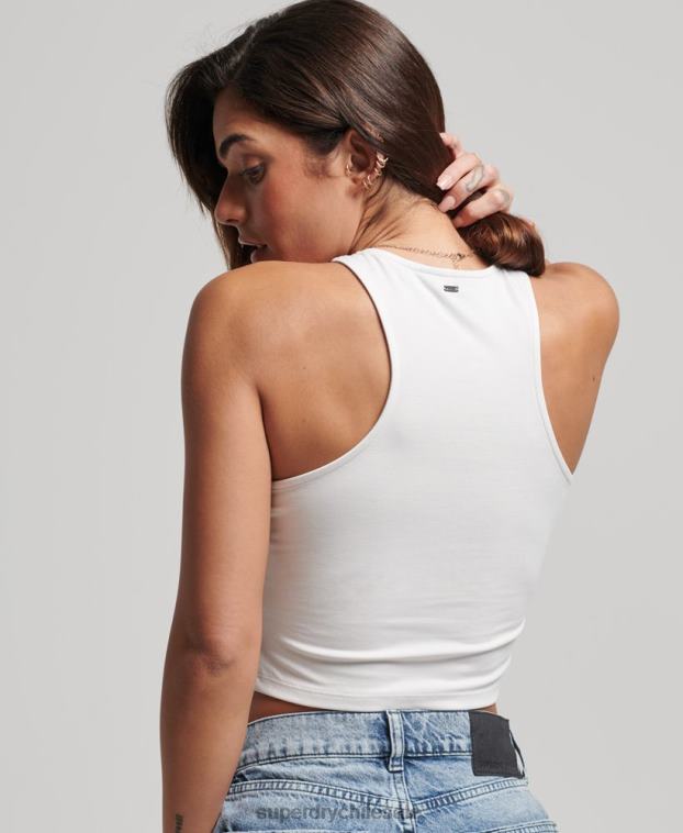 mujer Superdry blanco playera sin mangas con diseño de jersey de estudios 2R68Z2902