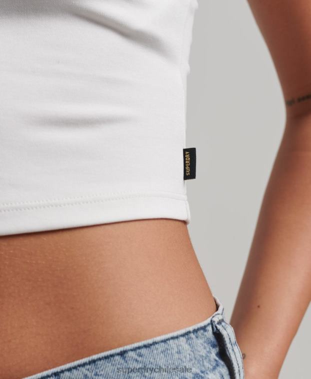 mujer Superdry blanco playera sin mangas con diseño de jersey de estudios 2R68Z2902