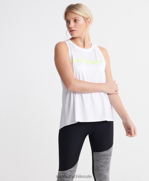 mujer Superdry blanco tops de chaleco de gimnasio de entrenamiento 2R68Z3089