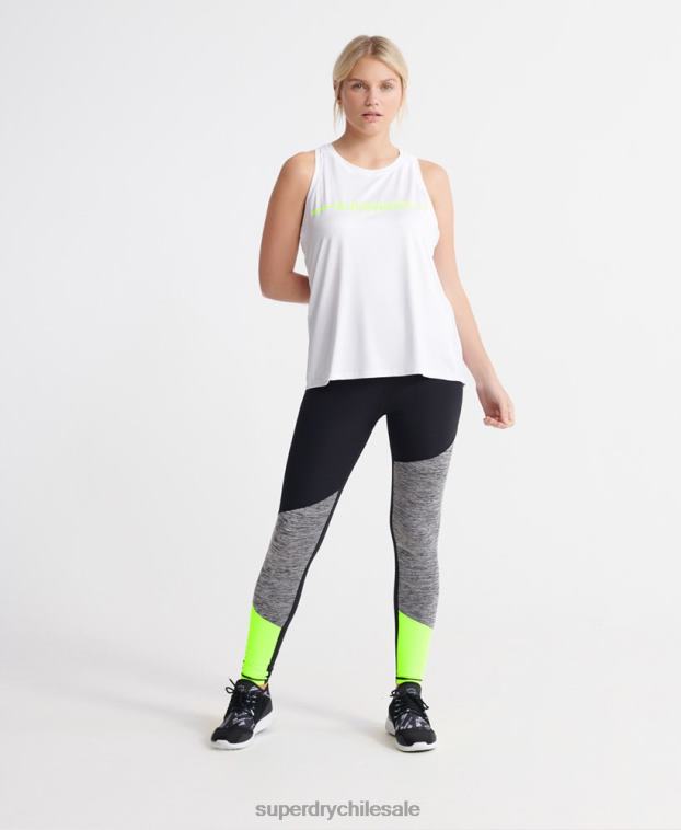 mujer Superdry blanco tops de chaleco de gimnasio de entrenamiento 2R68Z3089