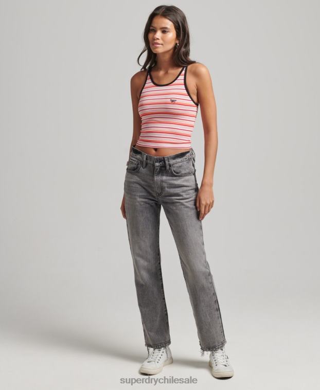 mujer Superdry coral chaleco vintage con rayas cali 2R68Z2957