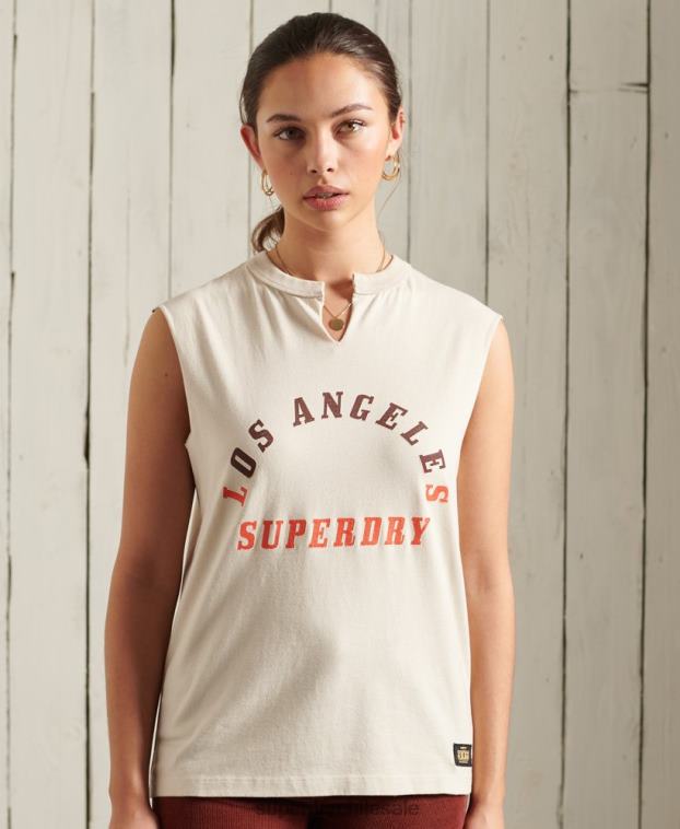 mujer Superdry crema camiseta sin mangas de banda bohemia 2R68Z3079