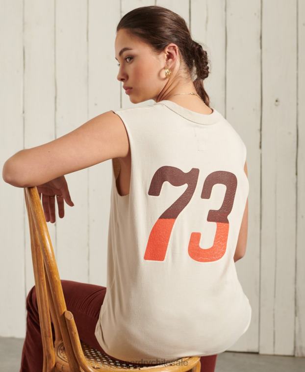 mujer Superdry crema camiseta sin mangas de banda bohemia 2R68Z3079